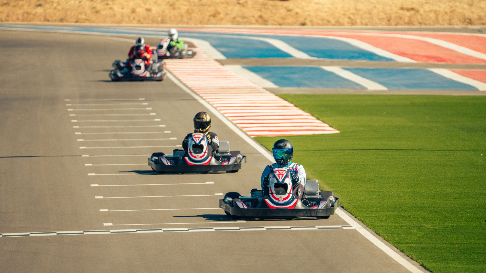 karts at start finish line