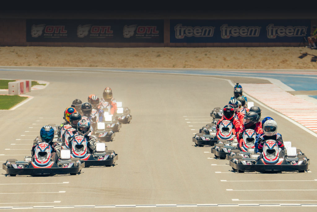 karts lined up on the grid