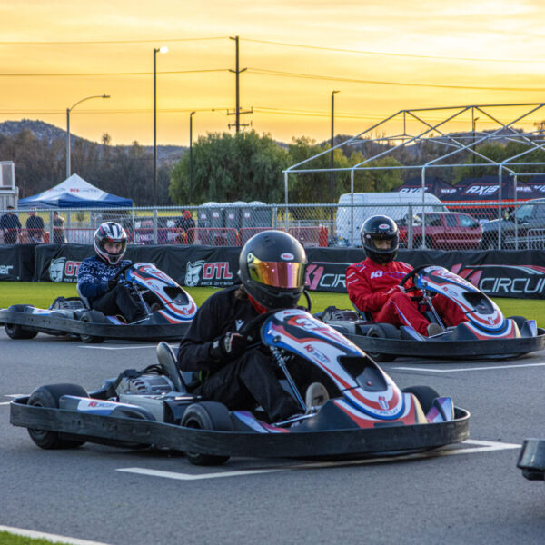 karts line up on the grid during a corporate event at k1 circuit winchester.